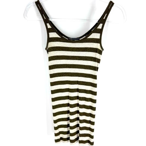 Vince Striped Ribbed Tank Top Olive and Cream Stripes Size Small - Picture 1 of 6